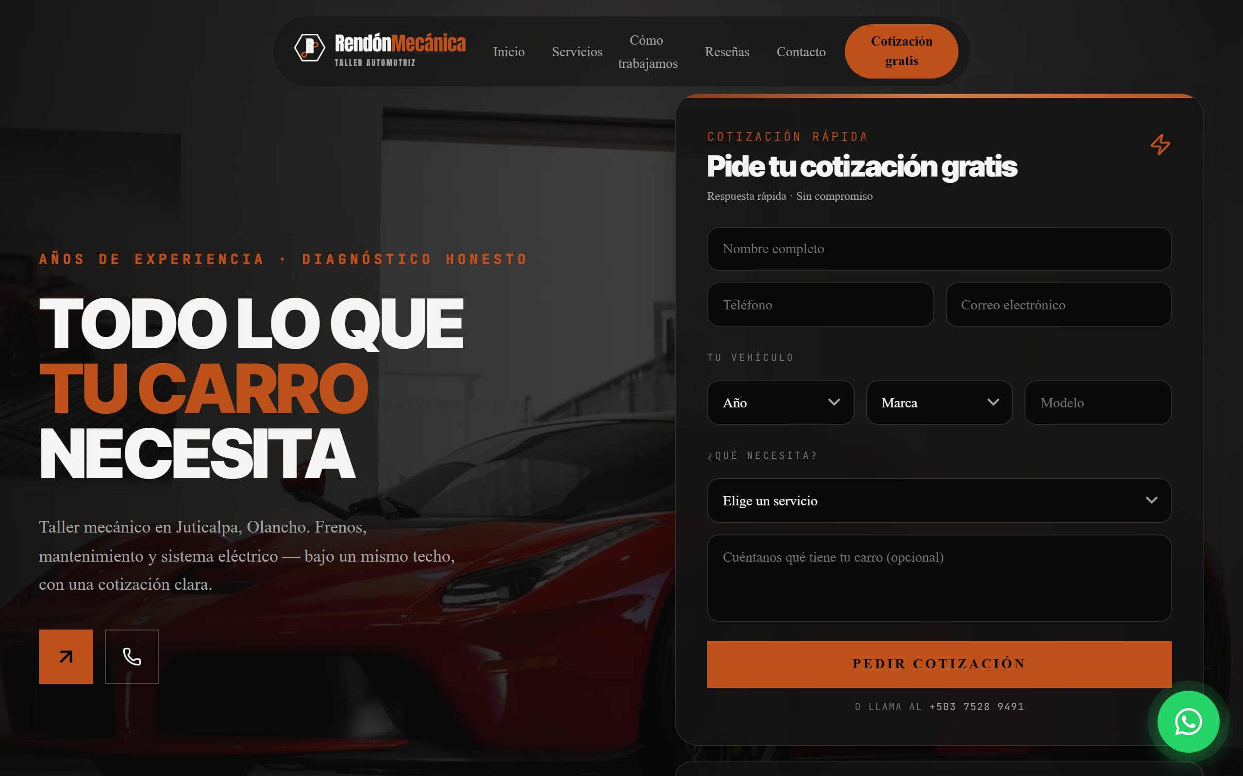 Sitio web de Rendón Mecánica