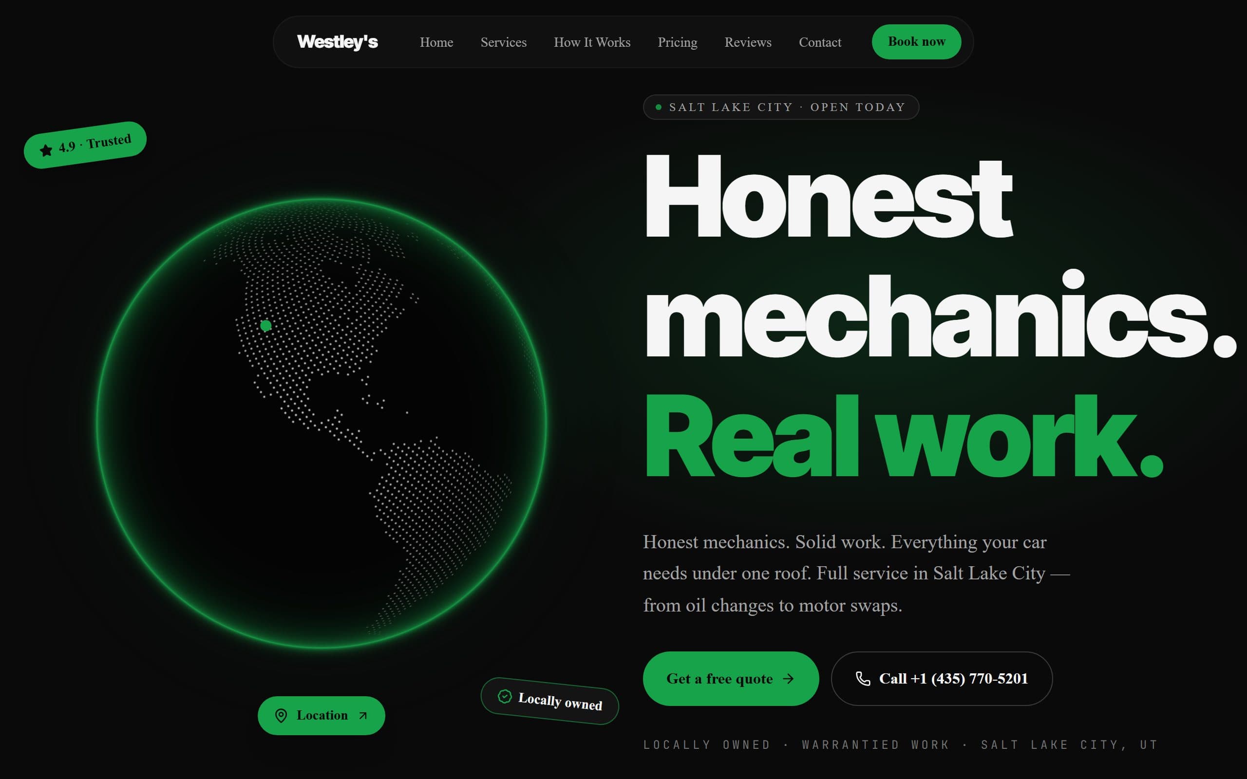 Sitio web de Westley's Auto Shop